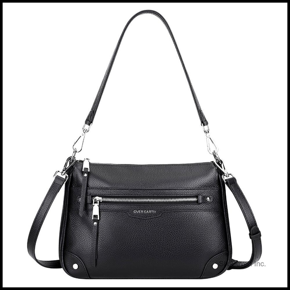 Genuine Leather Crossbody Bag Hobo Shoulder Purse Multi Pocket Medium Size